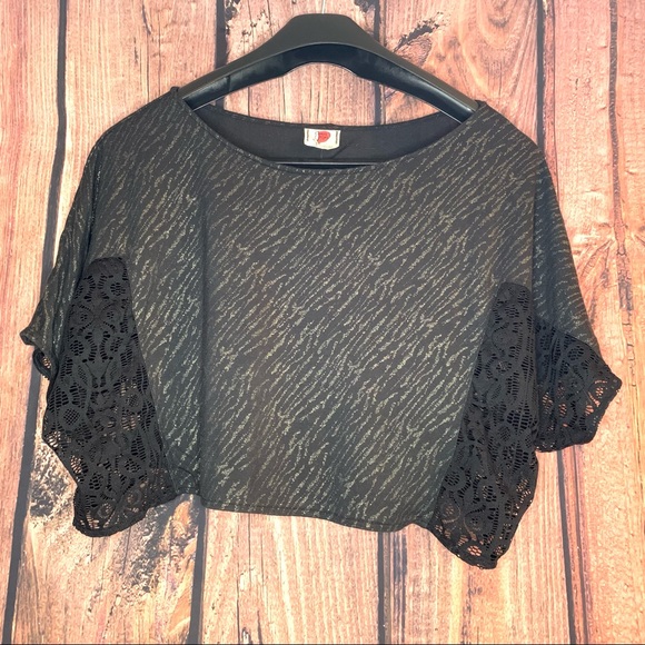 Free People Black Zebra Lace Crop Top - Picture 2 of 9